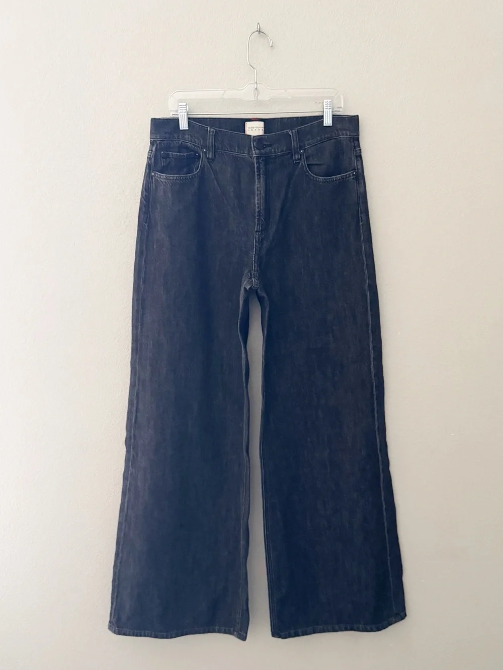 Alice + Olivia Trish Low Rise Baggy Wide Leg Jeans 32 Black Dark Denim Slouchy - Picture 6 of 12